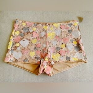 NWOT Colorful Sequin Heart Micro Shorts Forever 21